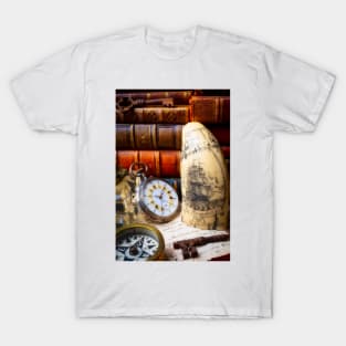 Pocket Watch And Schrimshaw Sailing Ship T-Shirt